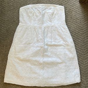 American Eagle Strapless White Eyelet Dress
